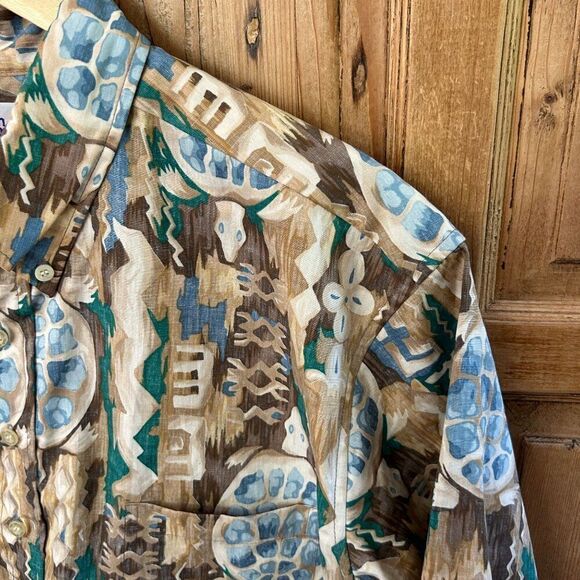 Men's Vintage Reyn Spooner Size XL 1/2 Button‎ Up Shirt Turtle Print Hawaiian - Picture 4 of 12